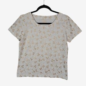 Princess Cruises Shirt Women Small White Gold Stars AOP Puffy Vacation Celestial